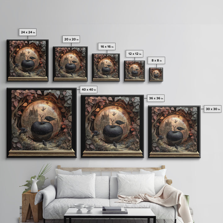 The Poison Apple Reliquary - Environmental Panorama, Dark Fantasy Wall Art, Square Wall Art, Canvas Print, Halloween Home Decor