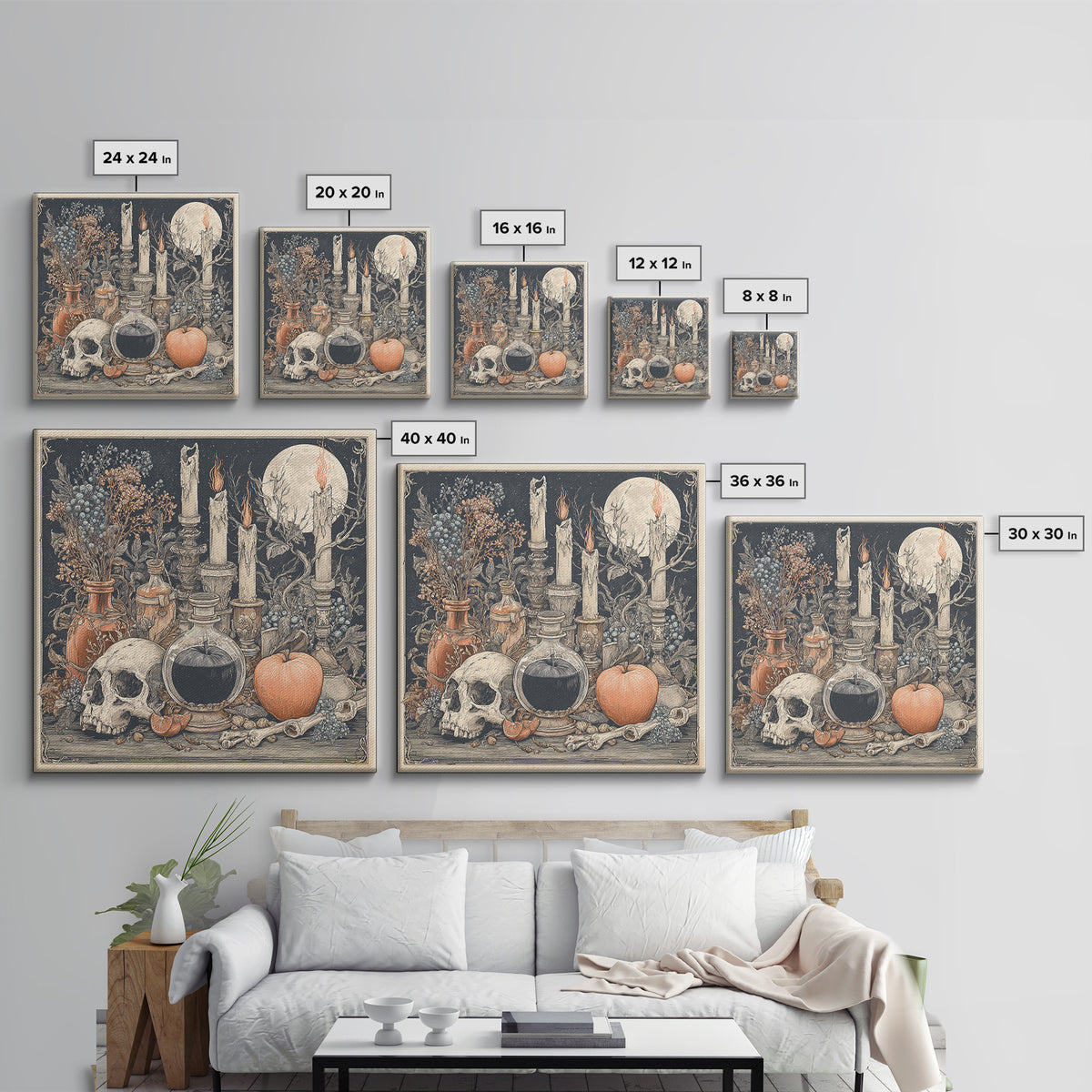 The Poison Apple Reliquary - Occult Still Life, Halloween Wall Art, Square Wall Art, Framed Canvas Print, Halloween Home Decor