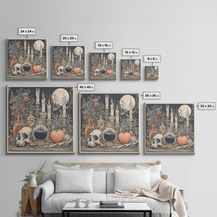The Poison Apple Reliquary - Occult Still Life, Halloween Wall Art, Square Wall Art, Framed Canvas Print, Halloween Home Decor