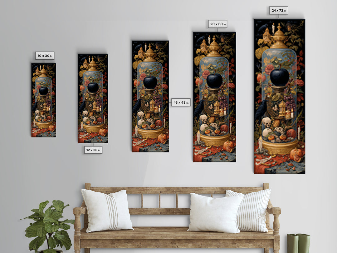 The Poison Apple Reliquary - Occult Still Life, Occult Wall Decor, Tall Narrow Wall Art, Canvas Print, Halloween Home Decor, Gothic Wall Art