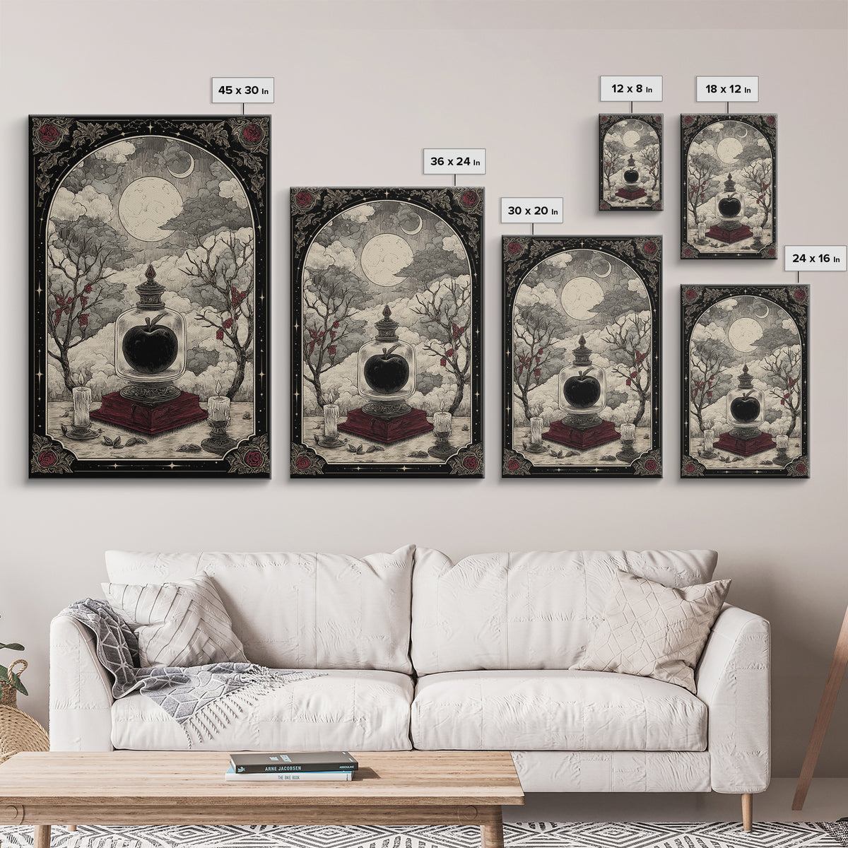 The Poison Apple Reliquary - Surreal Celestial Vision, Spooky Wall Decor, Vertical Wall Art, Framed Canvas Print, Halloween Home Decor