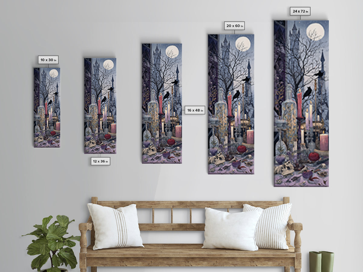 The Gargoyle Rooftop Choir - Occult Still Life, Gothic Home Decor, Tall Narrow Wall Art, Canvas Print, Halloween Home Decor, Gothic Wall Art
