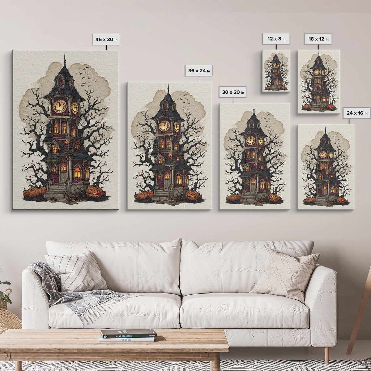 The October Clock Tower - Icon Portrait, Occult Wall Decor, Vertical Wall Art, Canvas Print, Halloween Home Decor, Gothic Wall Art