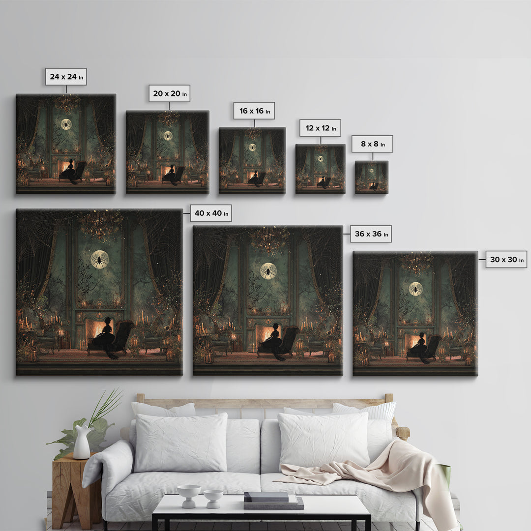 The Spider Queen Parlor - Icon Portrait, Spooky Wall Decor, Square Wall Art, Framed Canvas Print, Halloween Home Decor, Gothic Wall Art
