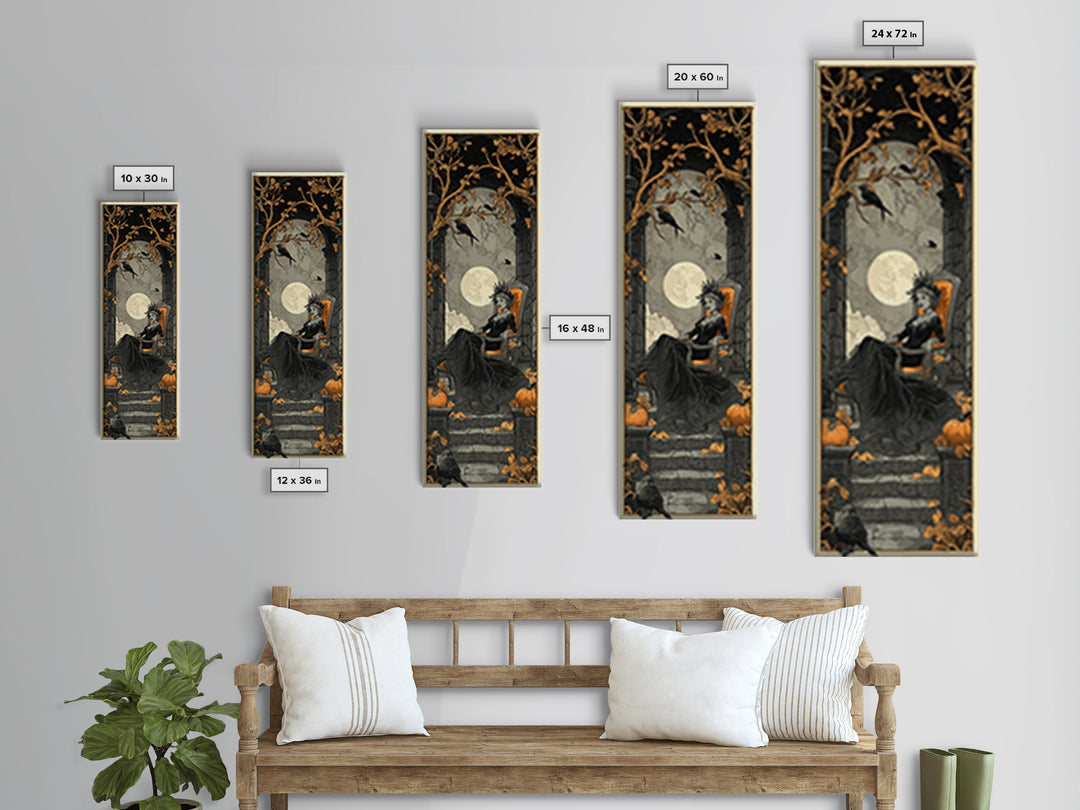The Spider Queen Parlor - Icon Portrait, Macabre Halloween Art, Tall Narrow Wall Art, Framed Canvas Print, Halloween Home Decor