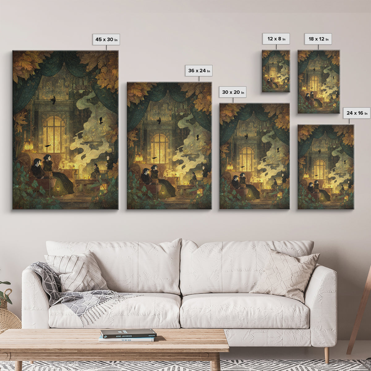 The Spider Queen Parlor - Procession Scene, Halloween Wall Art, Vertical Wall Art, Framed Canvas Print, Halloween Home Decor