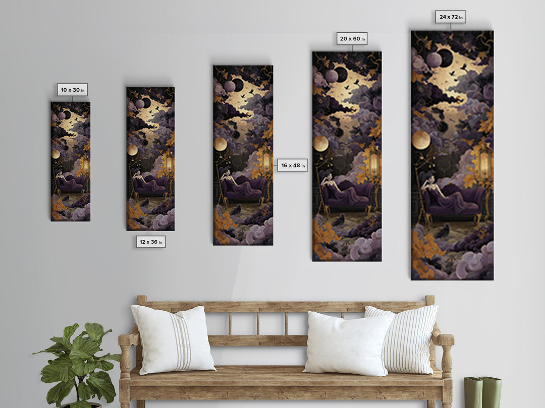 The Spider Queen Parlor - Surreal Celestial Vision, Gothic Home Decor, Tall Narrow Wall Art, Canvas Print, Halloween Home Decor