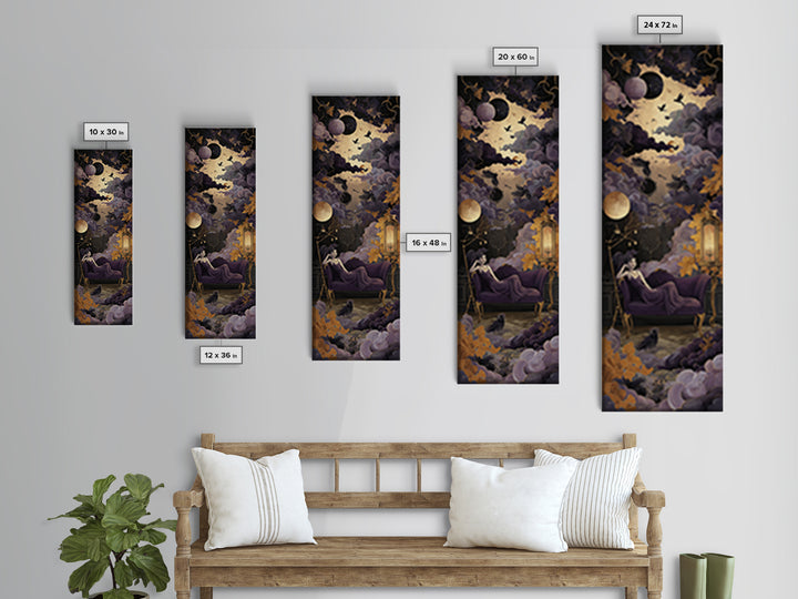 The Spider Queen Parlor - Surreal Celestial Vision, Gothic Home Decor, Tall Narrow Wall Art, Canvas Print, Halloween Home Decor