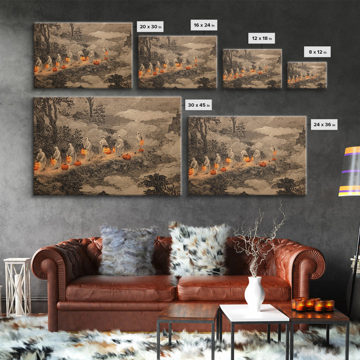The Golden Funeral Procession - Environmental Panorama, Dark Fantasy Wall Art, Landscape Wall Art, Canvas Print, Halloween Home Decor
