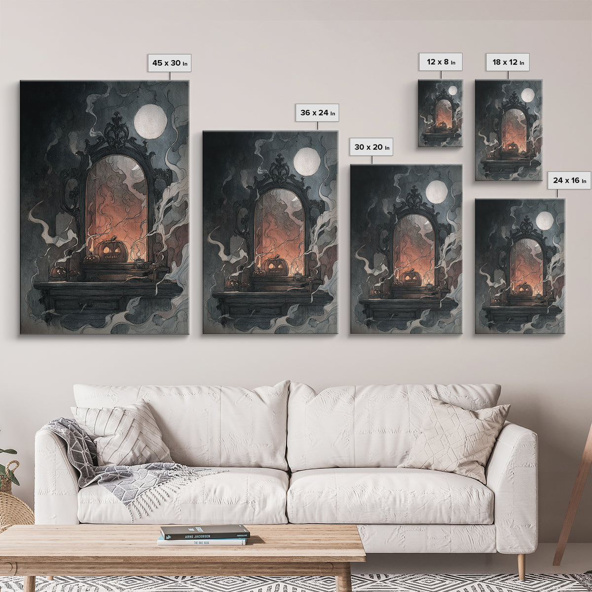 The Monster In The Mirror Cabinet - Icon Portrait, Occult Wall Decor, Vertical Wall Art, Canvas Print, Halloween Home Decor, Gothic Wall Art