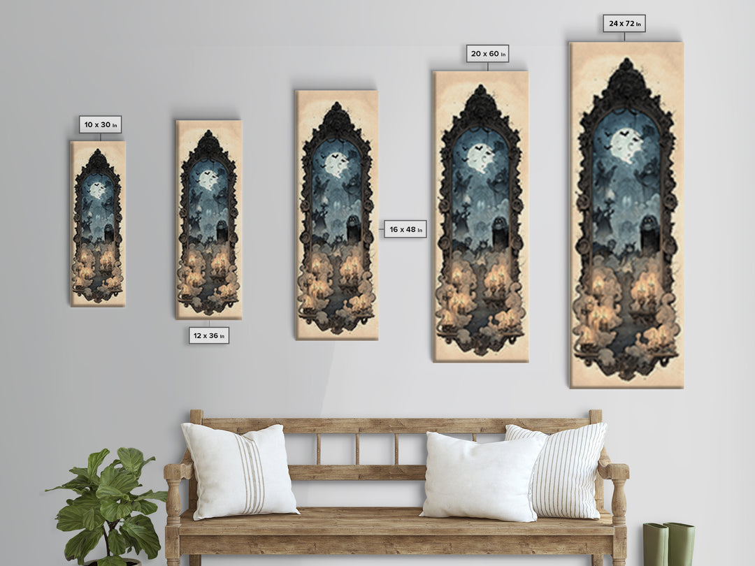 The Monster In The Mirror Cabinet - Icon Portrait, Gothic Home Decor, Tall Narrow Wall Art, Canvas Print, Halloween Home Decor