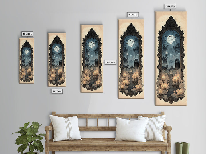 The Monster In The Mirror Cabinet - Icon Portrait, Gothic Home Decor, Tall Narrow Wall Art, Canvas Print, Halloween Home Decor