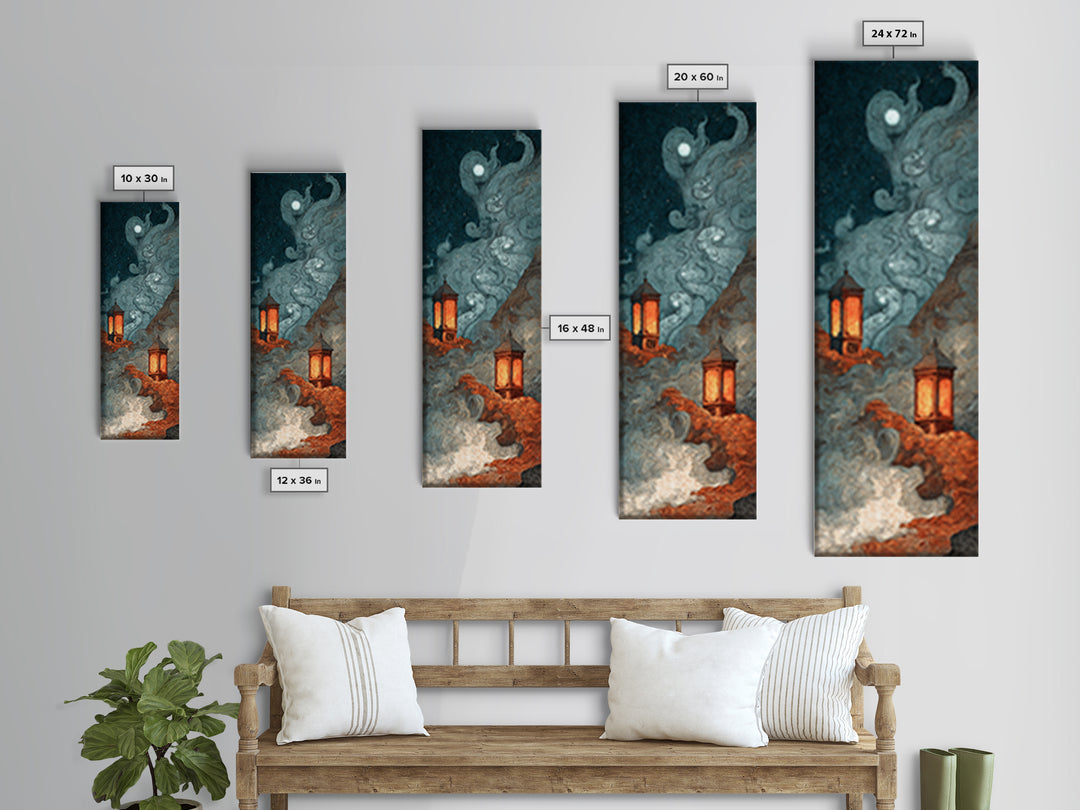 The Lantern-Bearer Of R’Lyeh, Macabre Halloween Art, Tall Narrow Wall Art, Canvas Print, Halloween Home Decor, Gothic Wall Art
