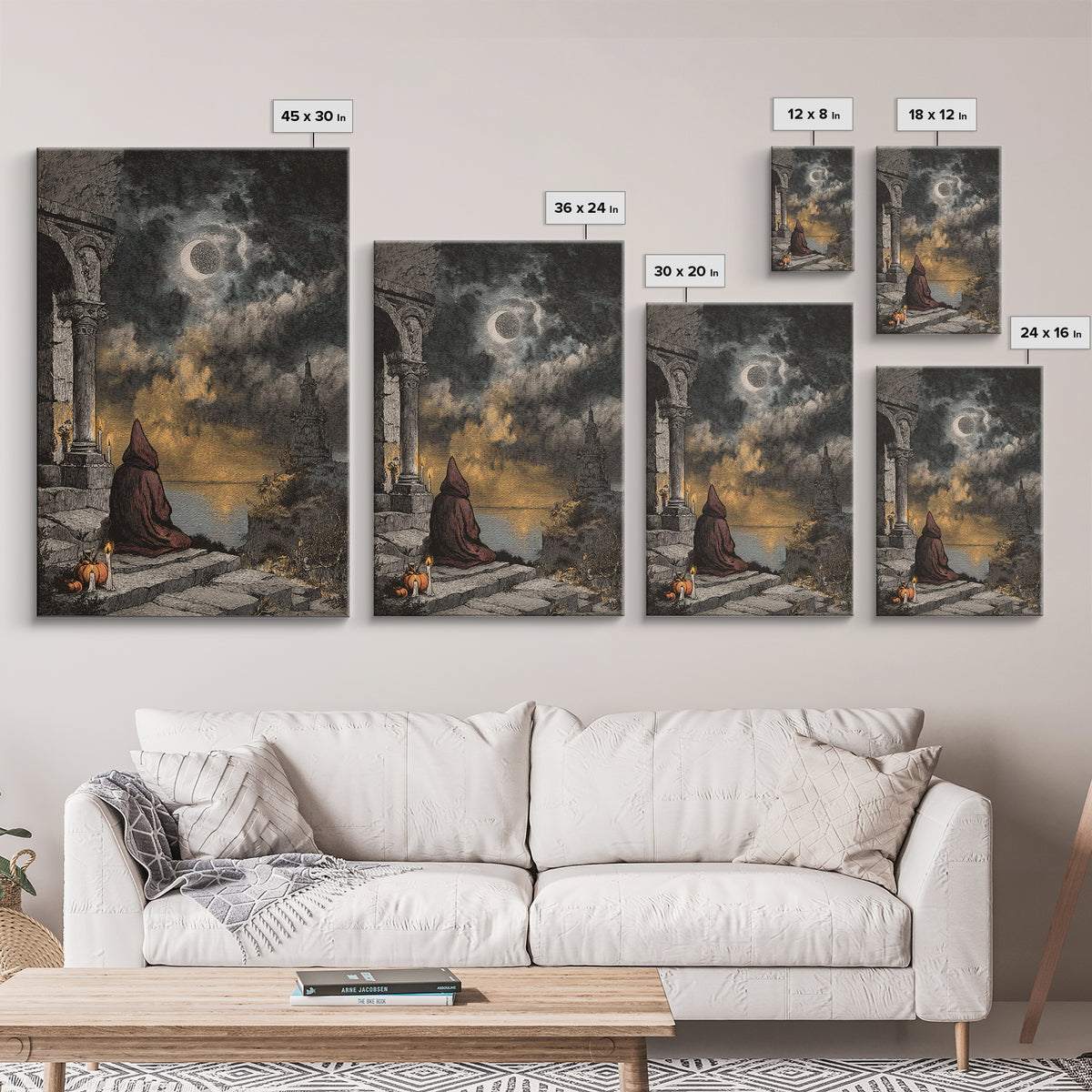 The Dreaming Priest Of The Outer Gate, Cosmic Horror Decor, Vertical Wall Art, Canvas Print, Halloween Home Decor, Gothic Wall Art