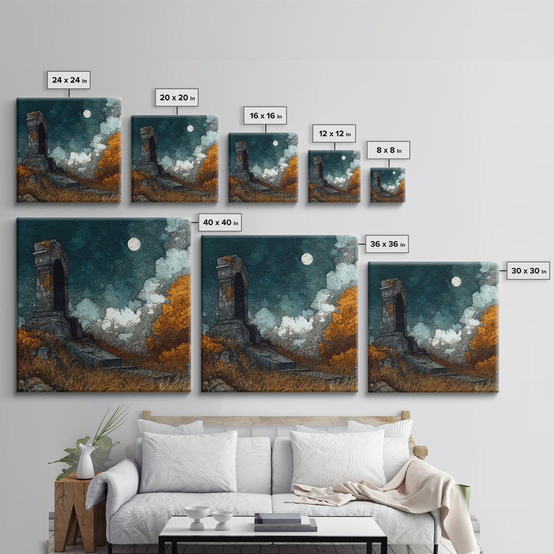 The Dreaming Priest Of The Outer Gate, Eldritch Wall Art, Square Wall Art, Framed Canvas Print, Halloween Home Decor, Gothic Wall Art