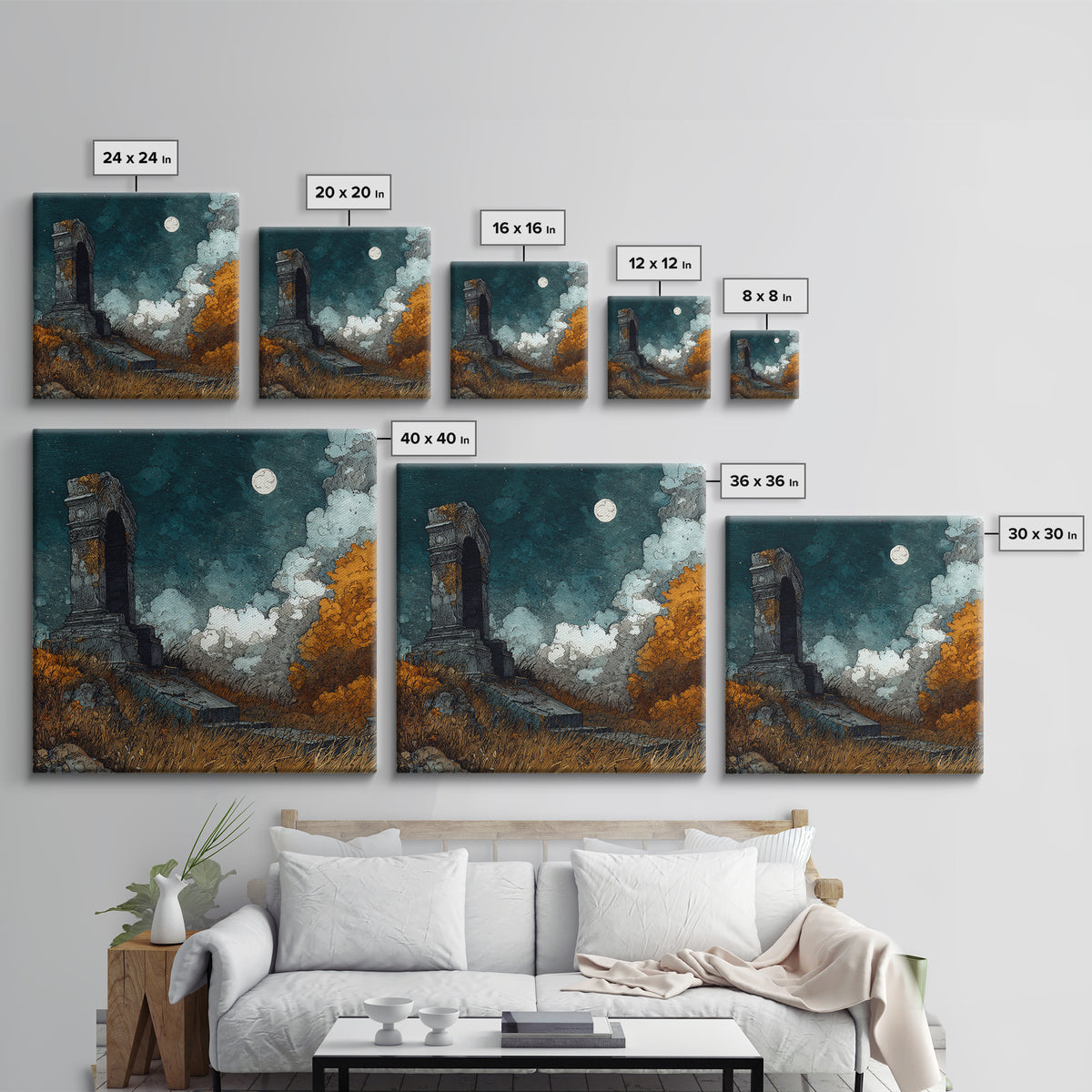 The Dreaming Priest Of The Outer Gate, Eldritch Wall Art, Square Wall Art, Framed Canvas Print, Halloween Home Decor, Gothic Wall Art