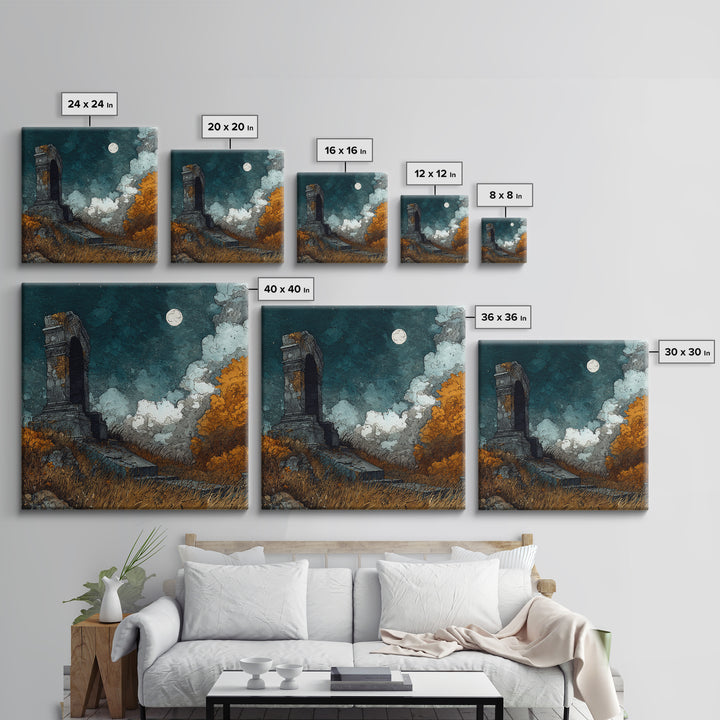 The Dreaming Priest Of The Outer Gate, Eldritch Wall Art, Square Wall Art, Framed Canvas Print, Halloween Home Decor, Gothic Wall Art