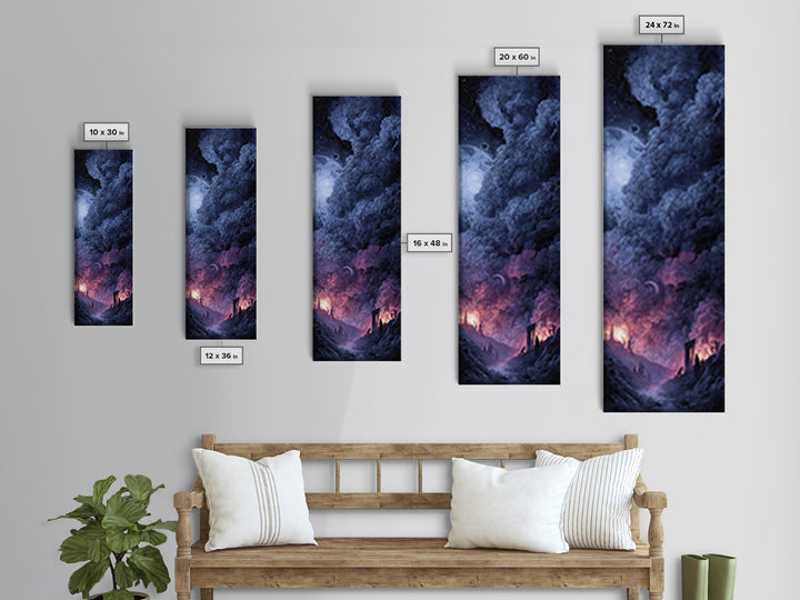 The Dreaming Priest Of The Outer Gate, Dark Fantasy Wall Art, Tall Narrow Wall Art, Framed Canvas Print, Halloween Home Decor