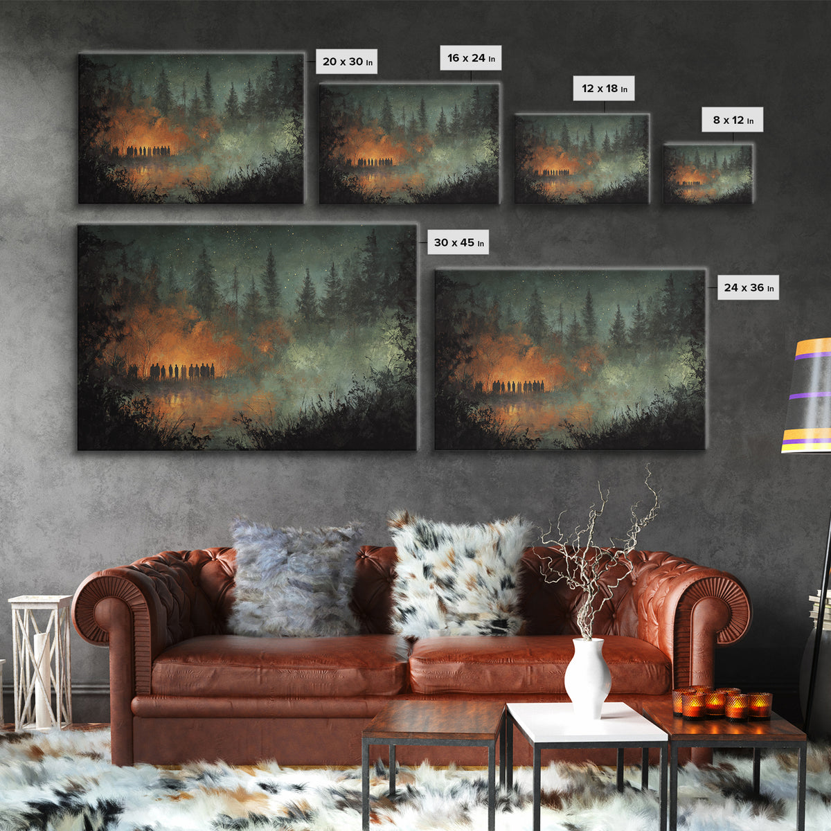 The Choir Of Deepwater Acolytes, Occult Wall Decor, Landscape Wall Art, Framed Canvas Print, Halloween Home Decor, Gothic Wall Art