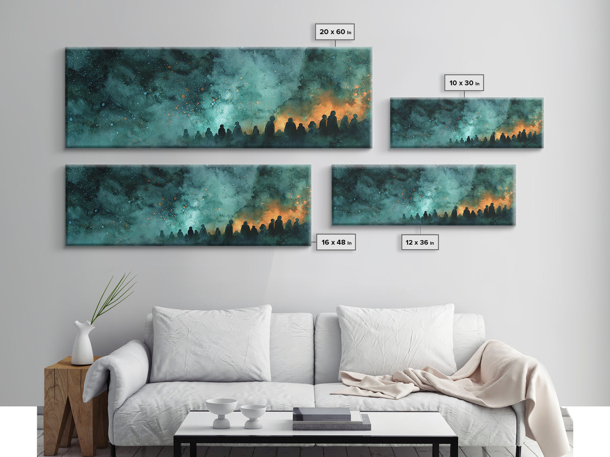 The Choir Of Deepwater Acolytes, Cosmic Horror Decor, Extra Wide Wall Art, Canvas Print, Halloween Home Decor, Gothic Wall Art