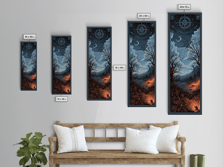 The Librarian Of Forbidden Tides, Occult Wall Decor, Tall Narrow Wall Art, Canvas Print, Halloween Home Decor, Gothic Wall Art
