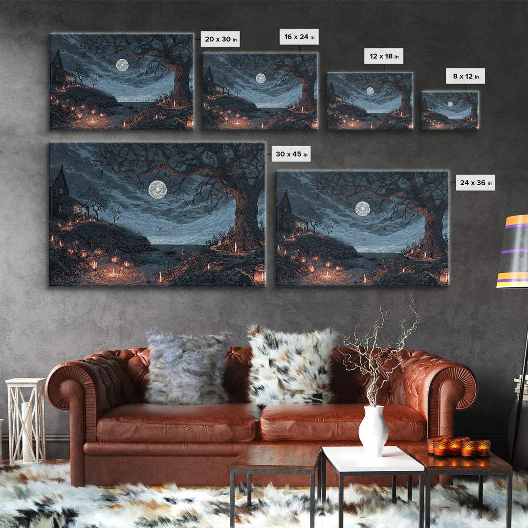 The Star-Seer Of Black Dunwich, Halloween Wall Art, Landscape Wall Art, Framed Canvas Print, Halloween Home Decor, Gothic Wall Art