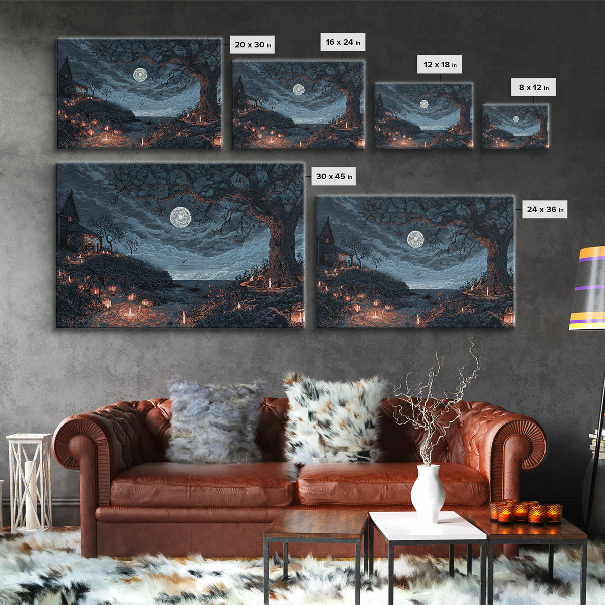 The Star-Seer Of Black Dunwich, Halloween Wall Art, Landscape Wall Art, Framed Canvas Print, Halloween Home Decor, Gothic Wall Art