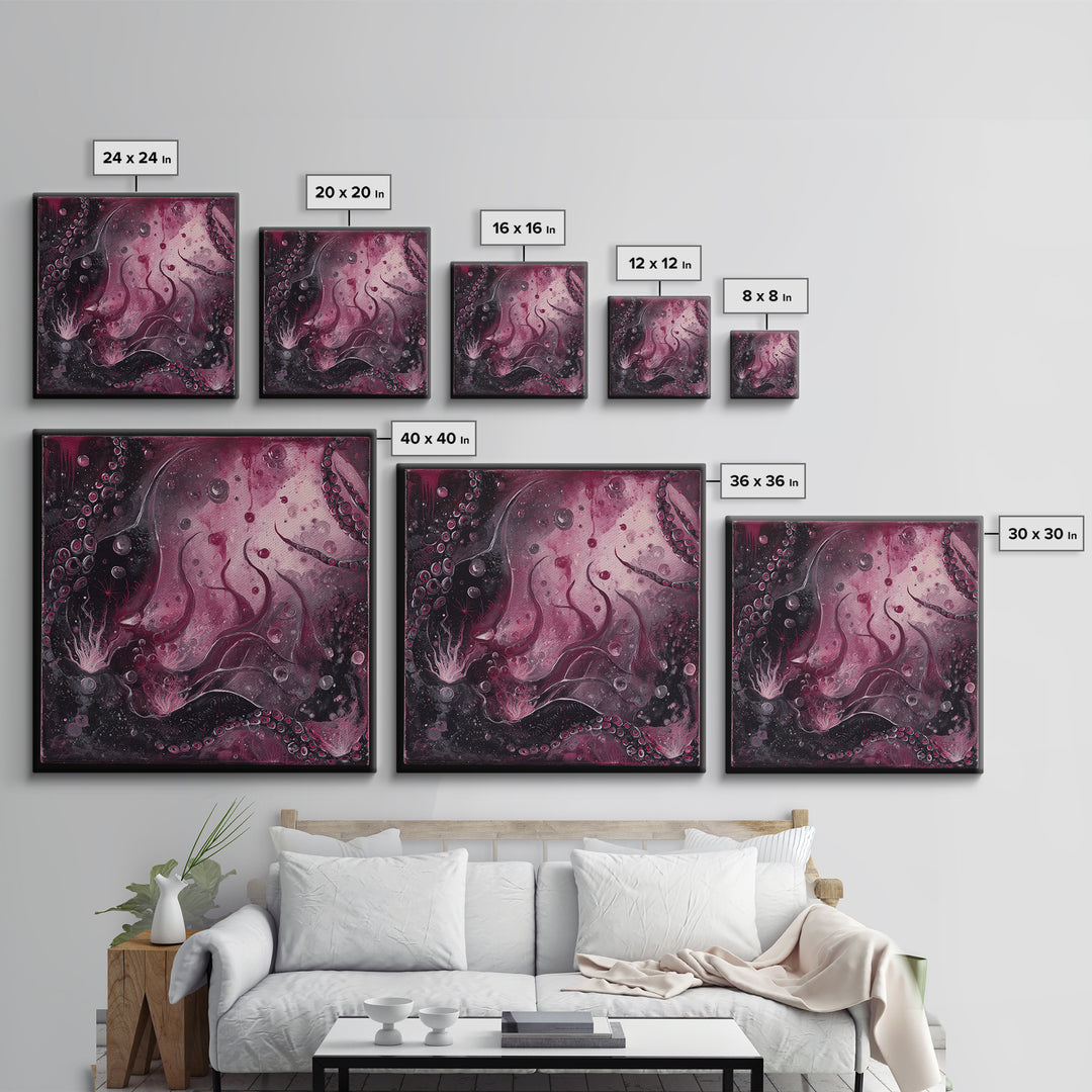 The Bride Of The Abyssal Moon, Gothic Home Decor, Square Wall Art, Framed Canvas Print, Halloween Home Decor, Gothic Wall Art
