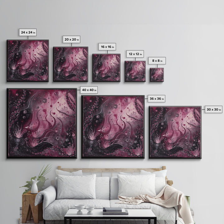 The Bride Of The Abyssal Moon, Gothic Home Decor, Square Wall Art, Framed Canvas Print, Halloween Home Decor, Gothic Wall Art