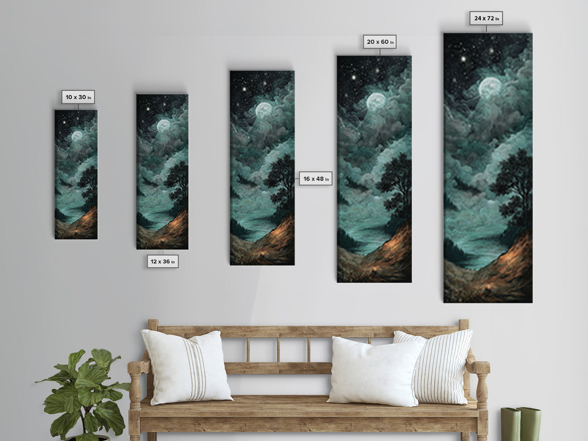 The Bride Of The Abyssal Moon, Occult Wall Decor, Tall Narrow Wall Art, Framed Canvas Print, Halloween Home Decor, Gothic Wall Art
