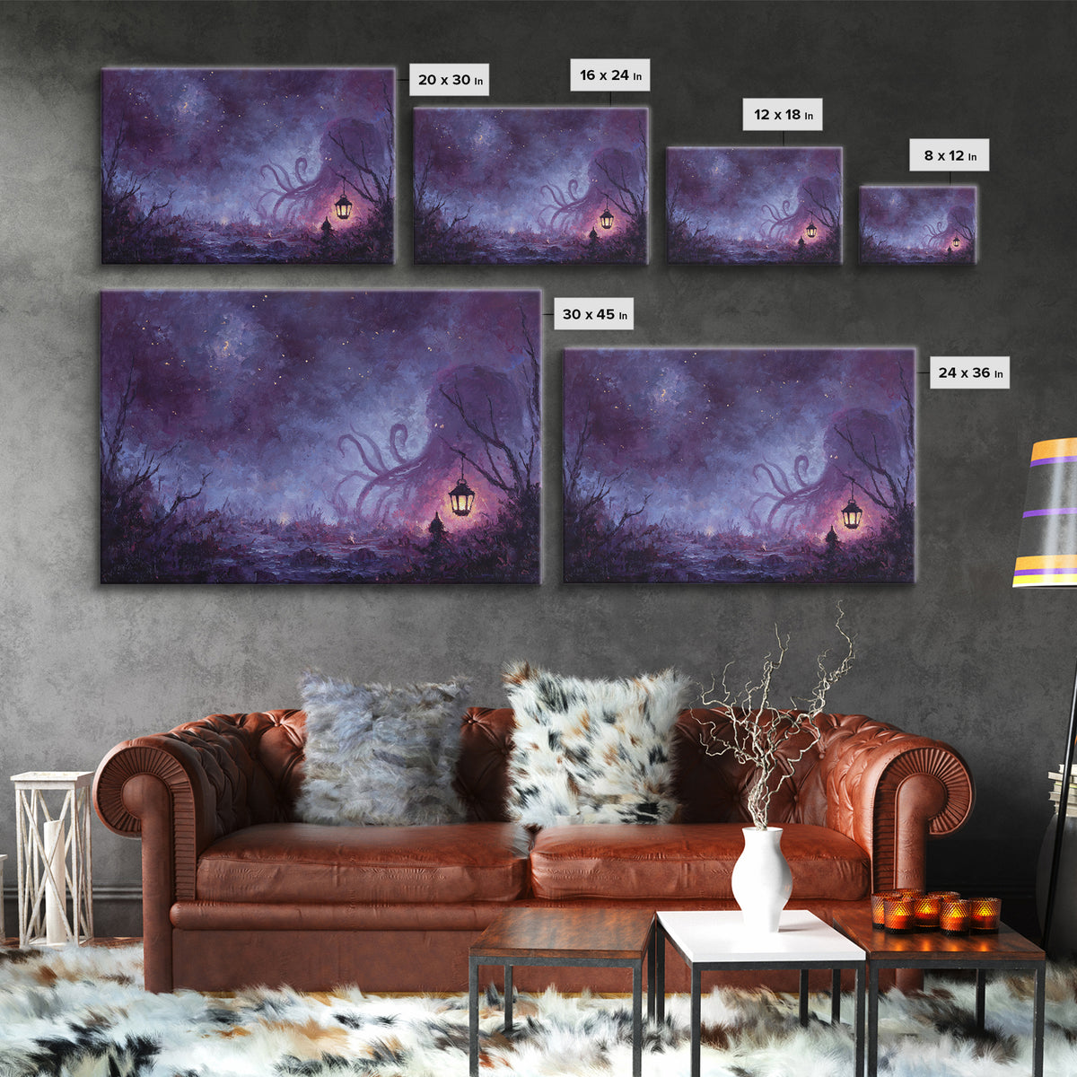 The Watcher In The Coral Throne, Dark Fantasy Wall Art, Landscape Wall Art, Canvas Print, Halloween Home Decor, Gothic Wall Art