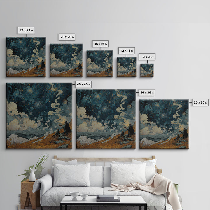 The Astronomer Of The Hollow Sky, Halloween Wall Art, Square Wall Art, Framed Canvas Print, Halloween Home Decor, Gothic Wall Art