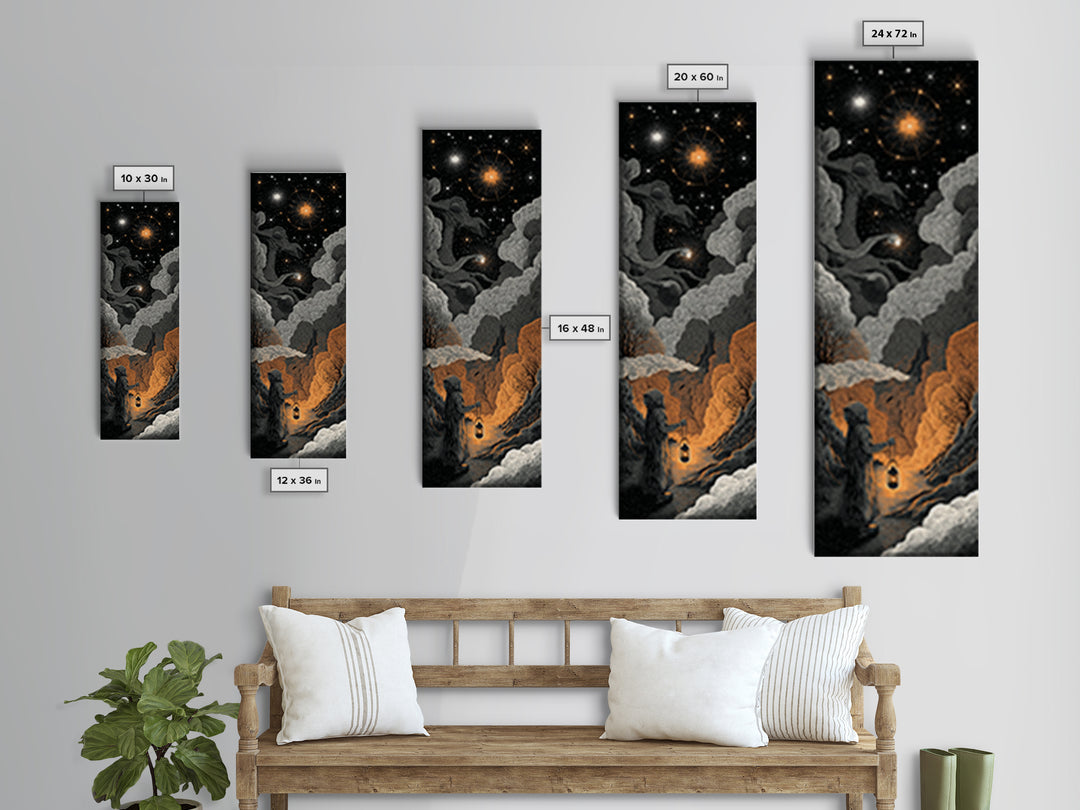 The Astronomer Of The Hollow Sky, Halloween Wall Art, Tall Narrow Wall Art, Canvas Print, Halloween Home Decor, Gothic Wall Art