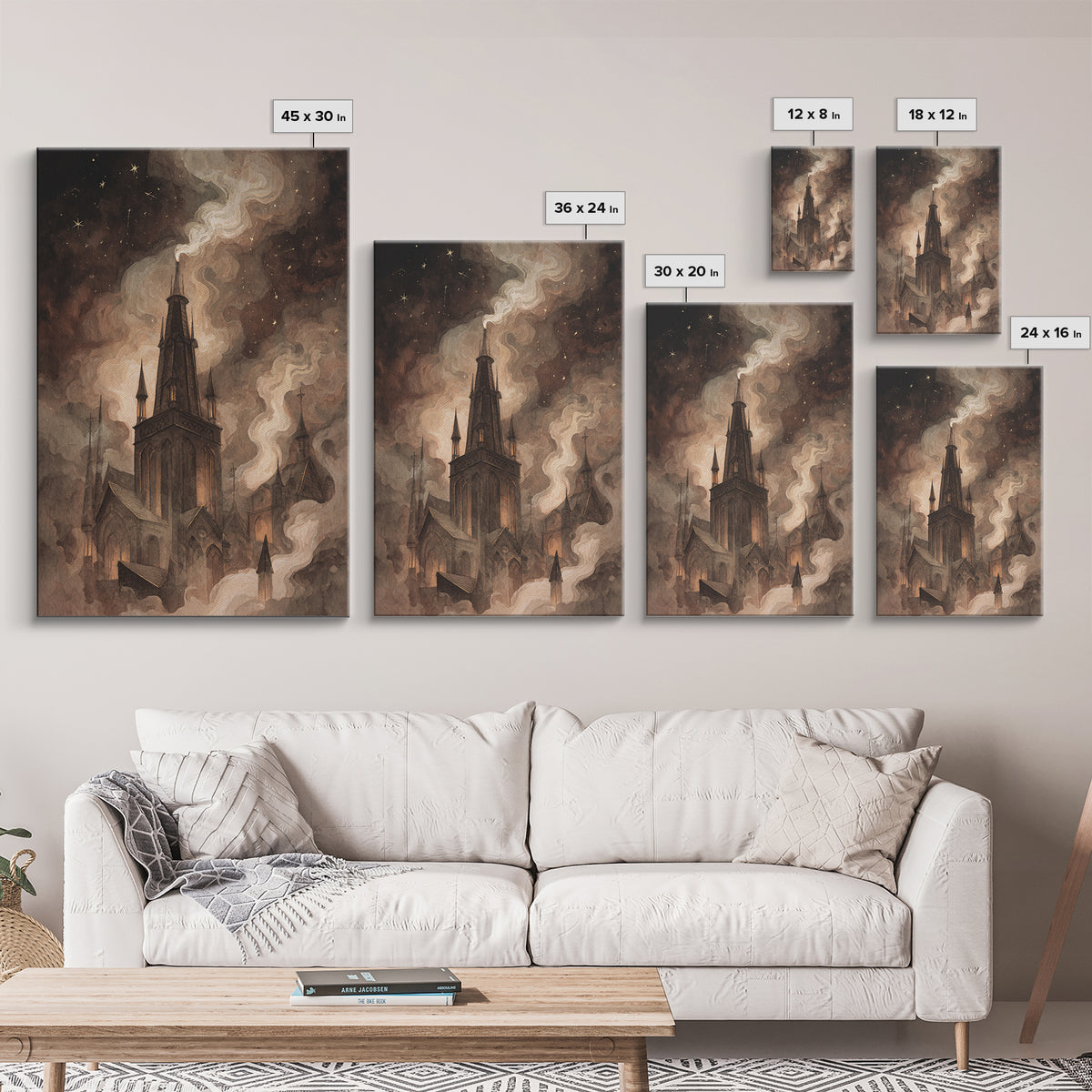 The Bellringer Of The Sunken Cathedral, Eldritch Wall Art, Vertical Wall Art, Framed Canvas Print, Halloween Home Decor, Gothic Wall Art