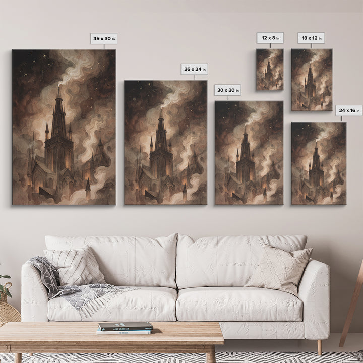 The Bellringer Of The Sunken Cathedral, Eldritch Wall Art, Vertical Wall Art, Framed Canvas Print, Halloween Home Decor, Gothic Wall Art