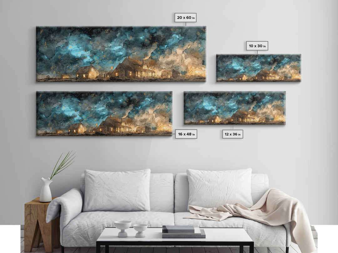 The Crawler Beneath The Floor Of Stars, Cosmic Horror Decor, Extra Wide Wall Art, Canvas Print, Halloween Home Decor, Gothic Wall Art