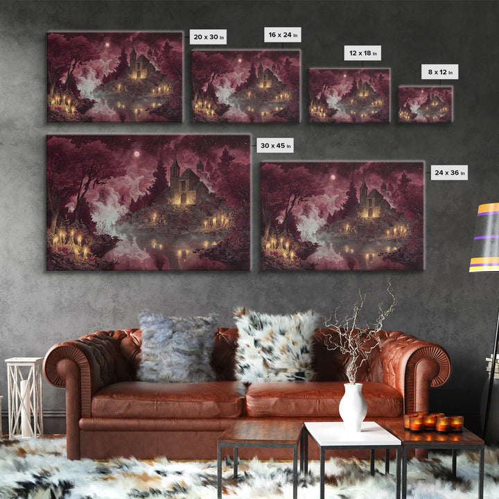 The Mapmaker Of Impossible Shores, Cosmic Horror Decor, Landscape Wall Art, Framed Canvas Print, Halloween Home Decor, Gothic Wall Art