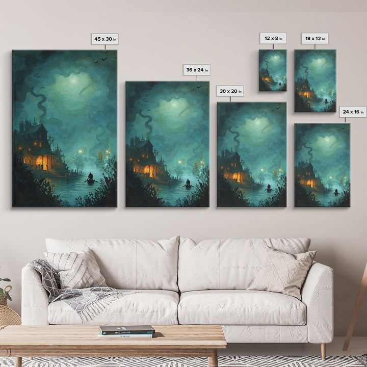 The Keeper Of The Black Reef Key, Eldritch Wall Art, Vertical Wall Art, Framed Canvas Print, Halloween Home Decor, Gothic Wall Art