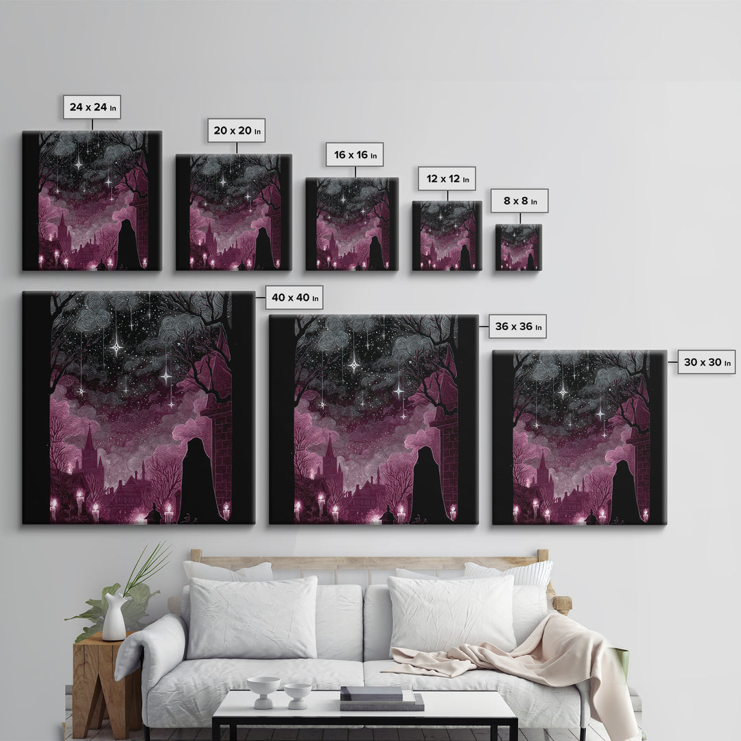 The Widow Of The Whispering Comet, Dark Fantasy Wall Art, Square Wall Art, Framed Canvas Print, Halloween Home Decor, Gothic Wall Art
