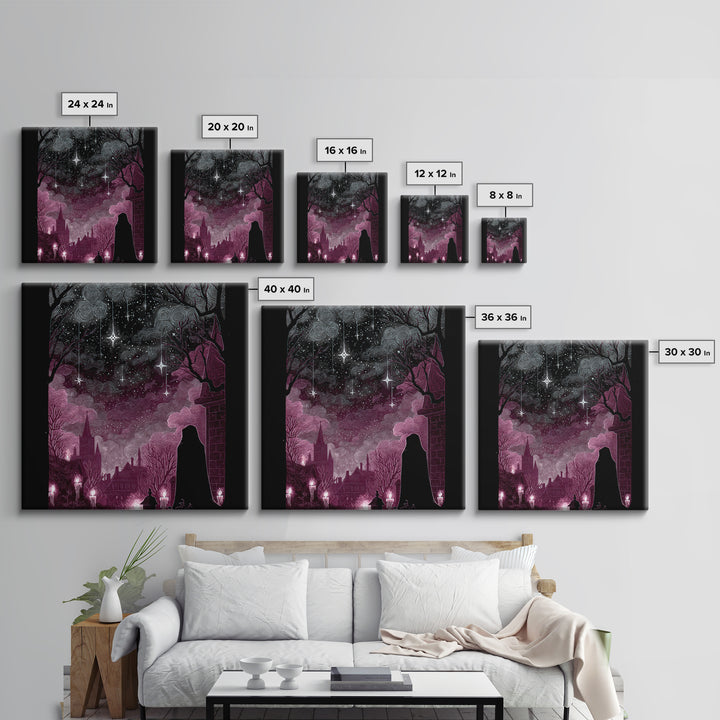 The Widow Of The Whispering Comet, Dark Fantasy Wall Art, Square Wall Art, Framed Canvas Print, Halloween Home Decor, Gothic Wall Art