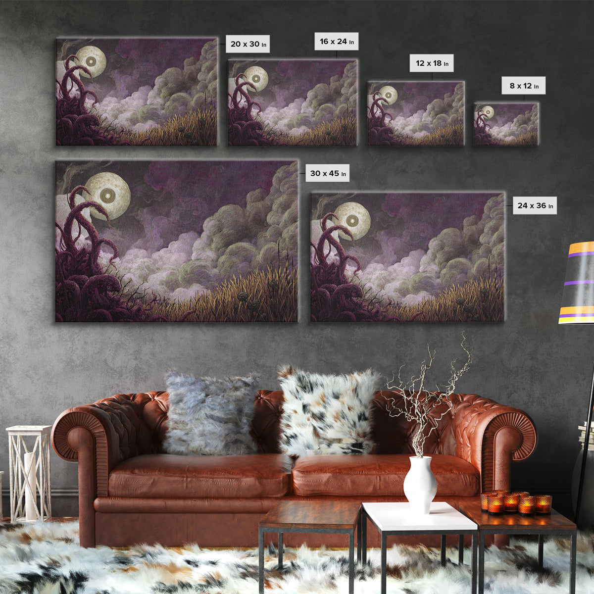 The Harvest Of The Eldritch Field, Macabre Halloween Art, Landscape Wall Art, Canvas Print, Halloween Home Decor, Gothic Wall Art