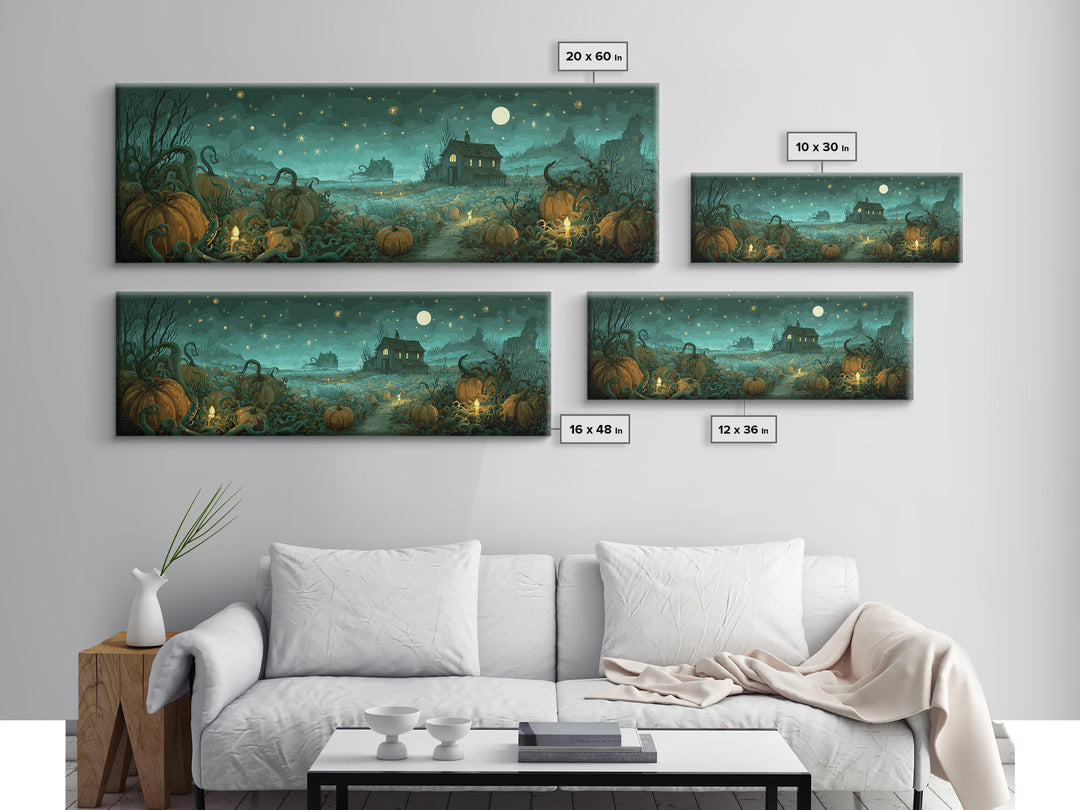 The Harvest Of The Eldritch Field, Cosmic Horror Decor, Extra Wide Wall Art, Canvas Print, Halloween Home Decor, Gothic Wall Art