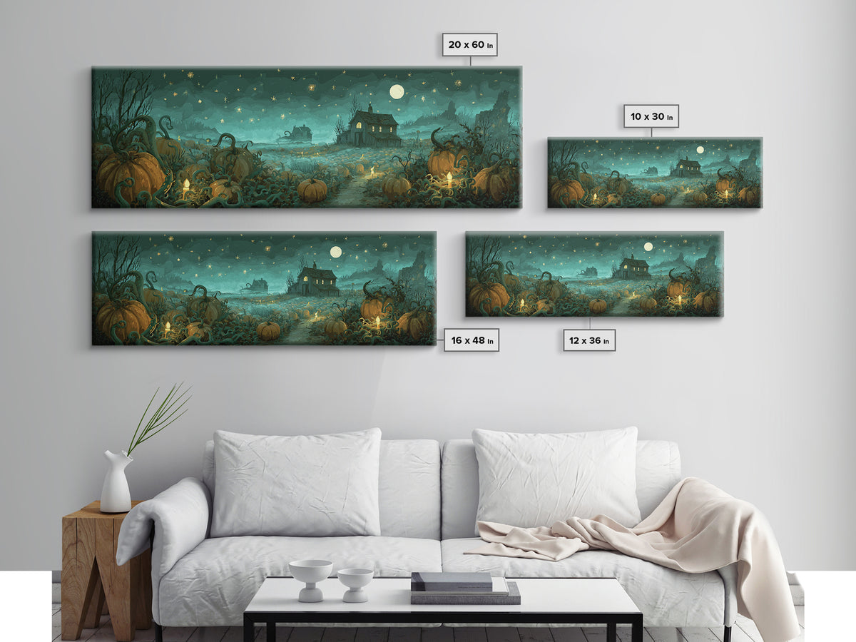 The Harvest Of The Eldritch Field, Cosmic Horror Decor, Extra Wide Wall Art, Canvas Print, Halloween Home Decor, Gothic Wall Art