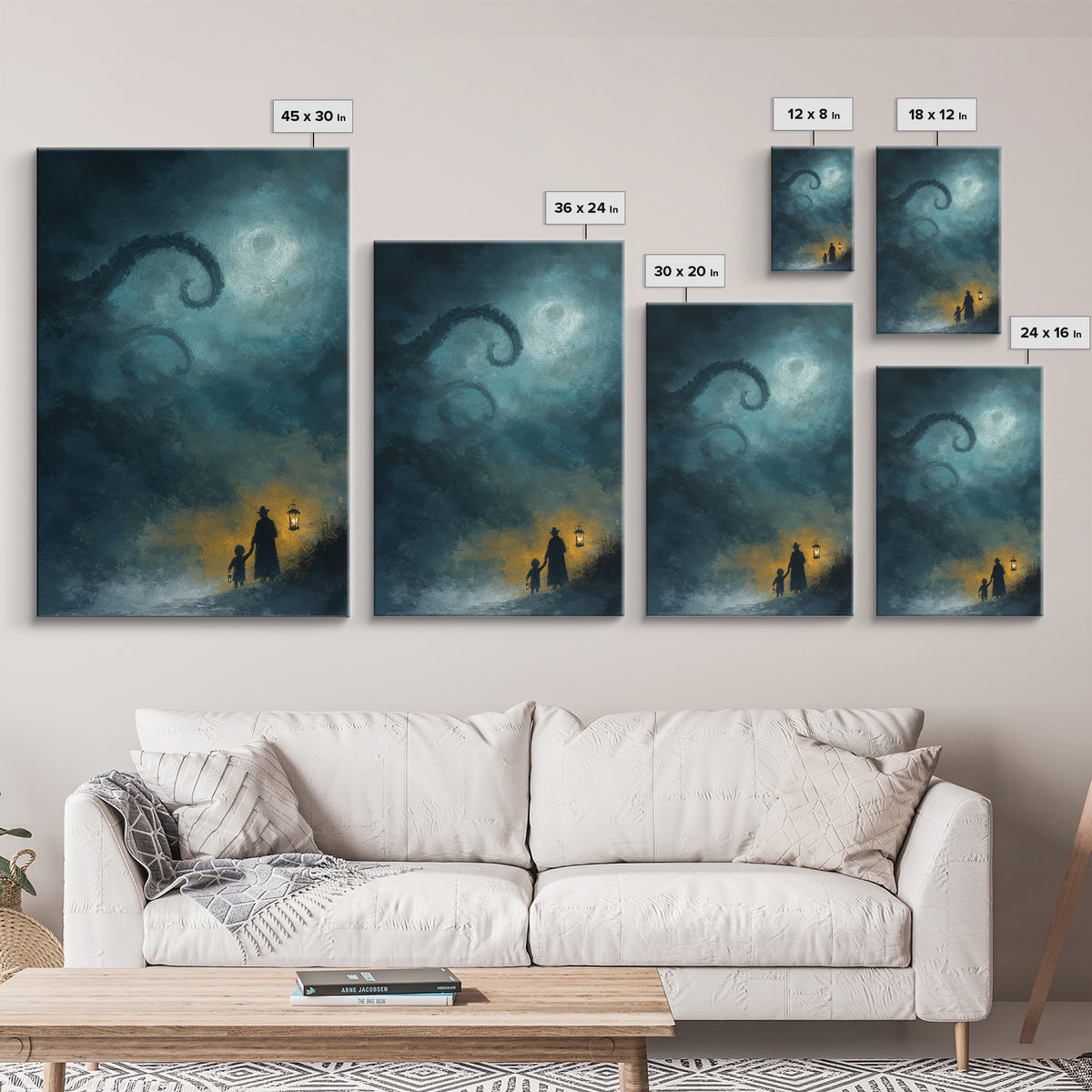 The Child Who Caught A Moon-Spawn, Occult Wall Decor, Vertical Wall Art, Canvas Print, Halloween Home Decor, Gothic Wall Art