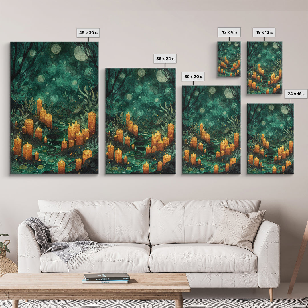 The Oracle Of The Glass Depths, Dark Fantasy Wall Art, Vertical Wall Art, Framed Canvas Print, Halloween Home Decor, Gothic Wall Art