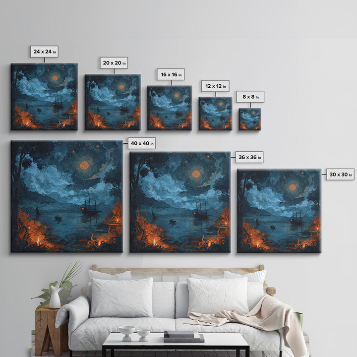 The Oracle Of The Glass Depths, Spooky Wall Decor, Square Wall Art, Canvas Print, Halloween Home Decor, Gothic Wall Art, Halloween Decor