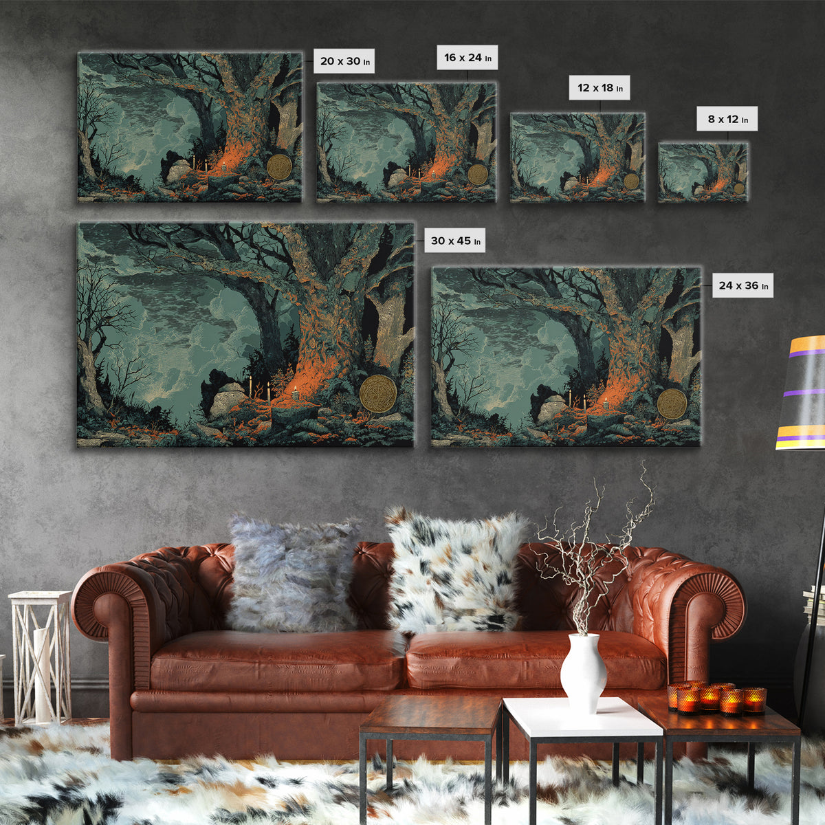 The Sleeper In The Birch Grove, Dark Fantasy Wall Art, Landscape Wall Art, Canvas Print, Halloween Home Decor, Gothic Wall Art