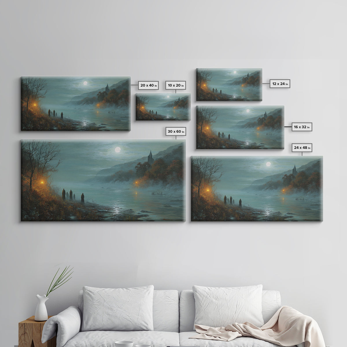 The Feast Of The Pale Cult, Spooky Wall Decor, Wide Panoramic Art, Canvas Print, Halloween Home Decor, Gothic Wall Art, Gothic Home Decor