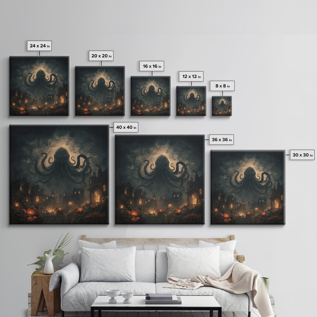 The Crown Of The Tentacled Saint, Halloween Wall Art, Square Wall Art, Framed Canvas Print, Halloween Home Decor, Gothic Wall Art