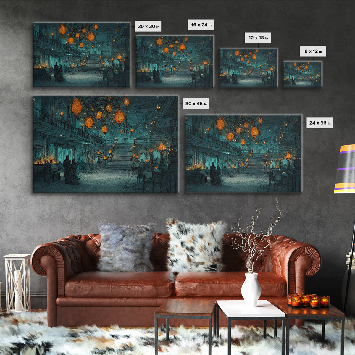 The Ballroom Of Silent Shoggoths, Cosmic Horror Decor, Landscape Wall Art, Canvas Print, Halloween Home Decor, Gothic Wall Art